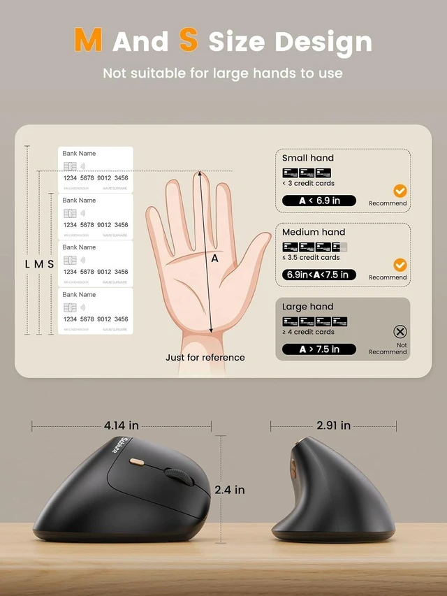 Alt view image 2 of 7 - SABLUTE MAM3 Ergonomic Mouse, Wireless Mouse for Small/Medium Hands