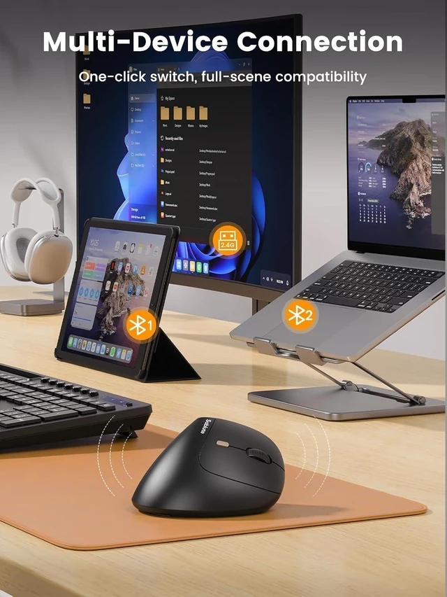 Alt view image 6 of 7 - SABLUTE MAM3 Ergonomic Mouse, Wireless Mouse for Small/Medium Hands