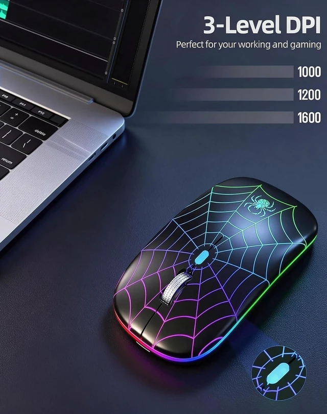 Alt view image 2 of 7 - MMK for Wireless Mouse 2.4 GHz Silent Mouse-Spider Black