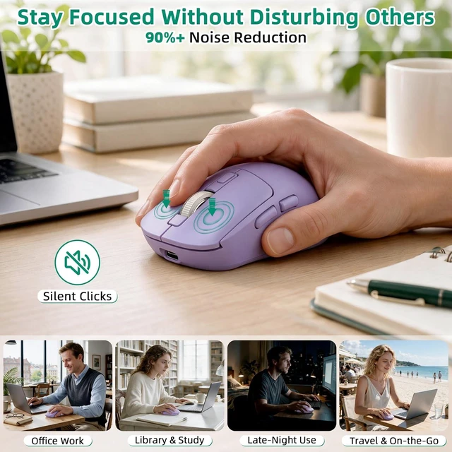Alt view image 3 of 7 - M1 Bluetooth Wireless Mouse for MacBook/Laptop/Mac - Purple