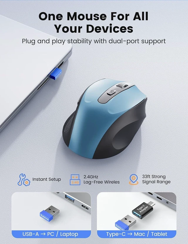 Alt view image 6 of 7 - Wireless Mouse for Laptop, Quiet Cordless Computer Mice for Office & Travel