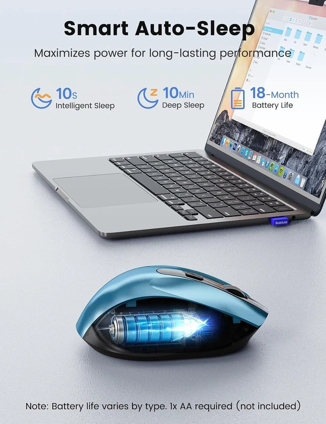 Alt view image 7 of 7 - Wireless Mouse for Laptop, Quiet Cordless Computer Mice for Office & Travel
