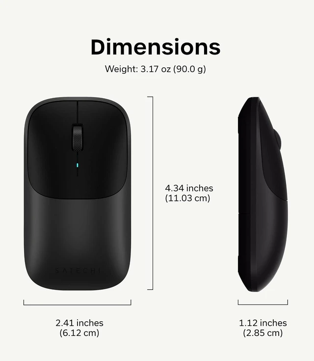 Alt view image 7 of 7 - Satechi Slim EX Wireless Mouse, Bluetooth & 2.4 GHz, Space Black