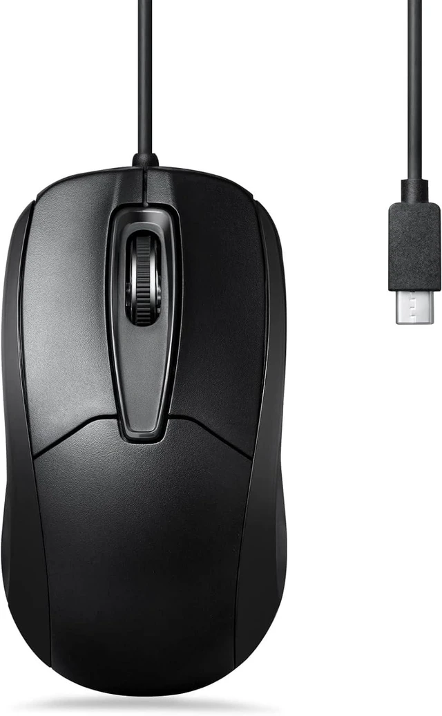 Main image of Perixx PERIMICE-209C USB Type C Wired Optical Mouse - 5.9 Ft Cable - 1000 DPI - Black, (11994)