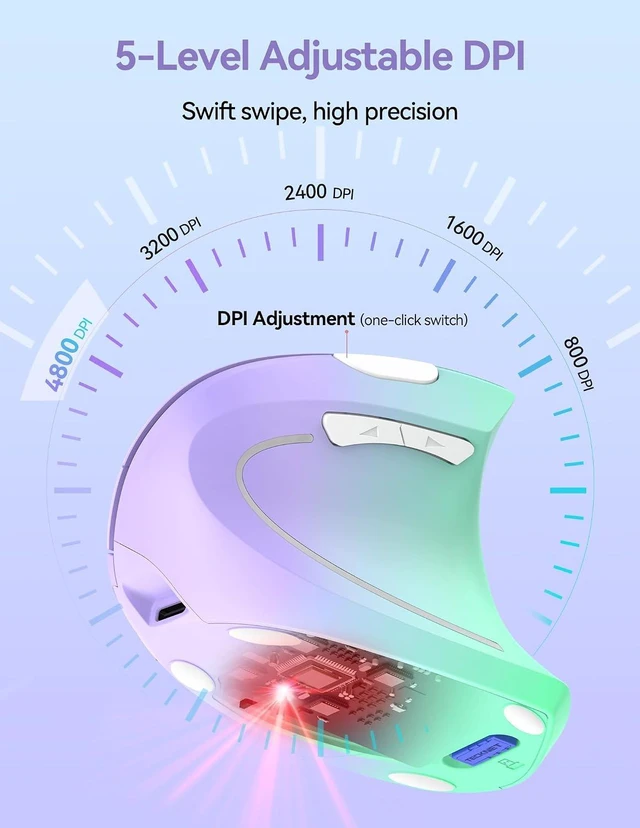 Alt view image 6 of 7 - TECKNET Wireless Ergonomic Mouse, Rechargeable Wireless Vertical Mouse