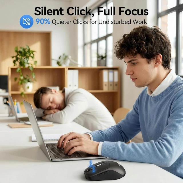 Alt view image 6 of 7 - TECKNET Tri-Mode Rechargeable Bluetooth Mouse with LED Display for Laptop
