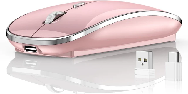 Main image of Halpilt Silent Wireless Mouse | USB-C & USB-A Dual Receiver(Rose Gold)
