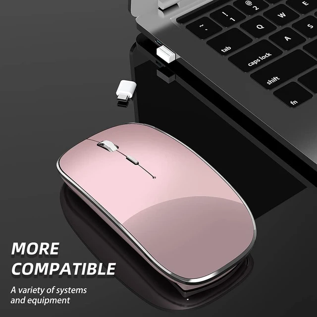 Alt view image 7 of 7 - Halpilt Silent Wireless Mouse | USB-C & USB-A Dual Receiver(Rose Gold)