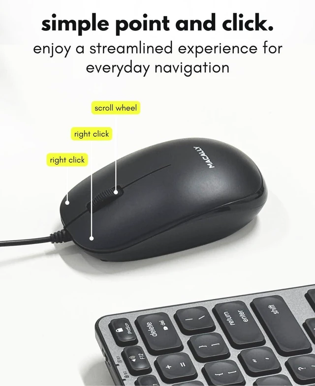 Alt view image 6 of 7 - Macally Wired Mouse for Mac and PC - Dual USB C + A Plug - Simple Ambidextrous 3 Button USB Mouse Wired with Scroll Wheel and 1200 DPI Optical Sensor - for Apple, MacBook, iMac, Laptop and PC - Black