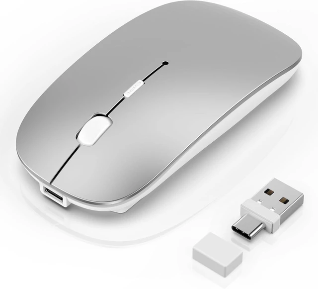 Main image of Gizdot-S1 Wireless Mouse for Mac/MacBook Air/Pro & iPad, Bluetooth Rechargeable Mouse with Type-C, Slim Mouse Jiggler for Laptop, 4 Connection Modes, Silent Click, 1600 DPI Compatible Mac OS/Windows