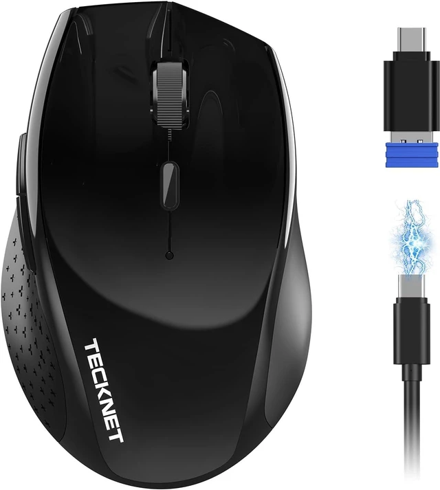 Main image of TECKNET Pro Bluetooth Mouse, Tri-Mode Rechargeable Mouse with USB-C Adapter