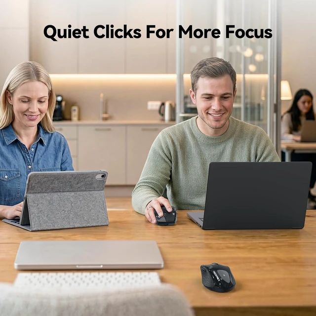 Alt view image 6 of 7 - TECKNET Pro Bluetooth Mouse, Tri-Mode Rechargeable Mouse with USB-C Adapter