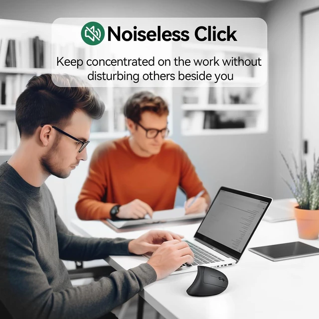 Alt view image 5 of 7 - TECKNET Wireless Ergonomic Mouse, Vertical Computer Mouse for Wrist Comfort, Rechargeable Optical Mouse with Adjustable DPI4800, Silent Click, 6 Buttons, USB Receiver for Laptop, Desktop, PC, Mac