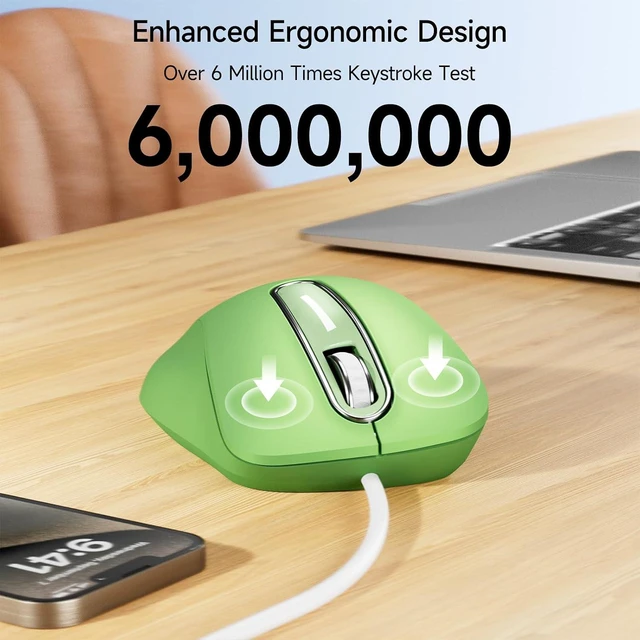 Alt view image 4 of 7 - memzuoix Wired Mouse, USB Computer Mouse 1400 DPI Mobile Optical Mouse Ergonomic Design Computer Mice with 5FT Cord for Laptop, PC, Desktop, MacBook, 5 Buttons (Green)