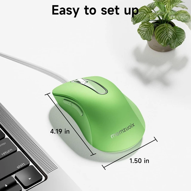 Alt view image 6 of 7 - memzuoix Wired Mouse, USB Computer Mouse 1400 DPI Mobile Optical Mouse Ergonomic Design Computer Mice with 5FT Cord for Laptop, PC, Desktop, MacBook, 5 Buttons (Green)