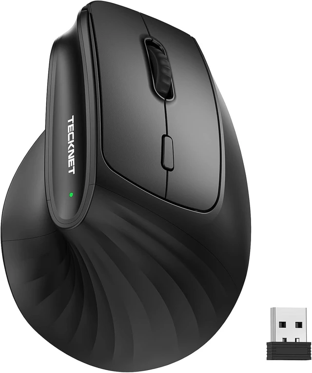 Main image of TECKNET Ergonomic Wireless Bluetooth Mouse, Silent Rechargeable Vertical Mouse(BT 5.0/5.0+2.4G), 5-Level 4800 DPI, 200H Long Battery Life, Quiet Clicks, 2.4GHz with USB A Receiver, Wide Compatibility