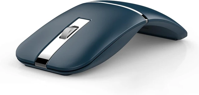 Main image of Bluetooth Wireless Arc Travel Mouse, Bluetooth 5.0/4.0 & 2.4G Tri-Mode, Rotating Foldable Ergonomic Mice, Type-C Rechargeable Multi-Device for Microsoft Laptop, PC, MacBook, Chromebook, Lenovo - Blue