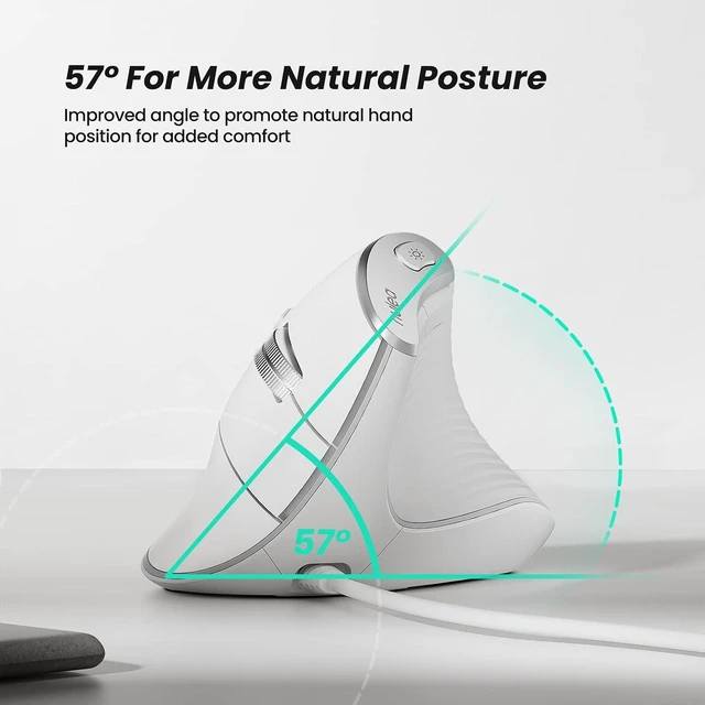 Alt view image 3 of 7 - Nulea M504 Wired Vertical Mouse, USB Ergonomic Optical Mouse with 4 Adjustable DPI, 11 RGB Backlight Modes, Compatible for Laptop, PC, Desktop, Mac, White