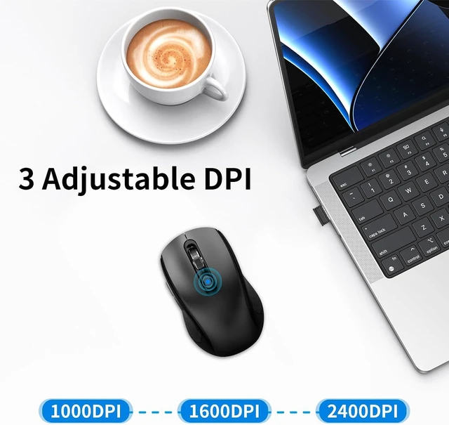 Alt view image 6 of 7 - Wireless Mouse Ergonomic, Silent Computer Mouse with Side Buttons - Black