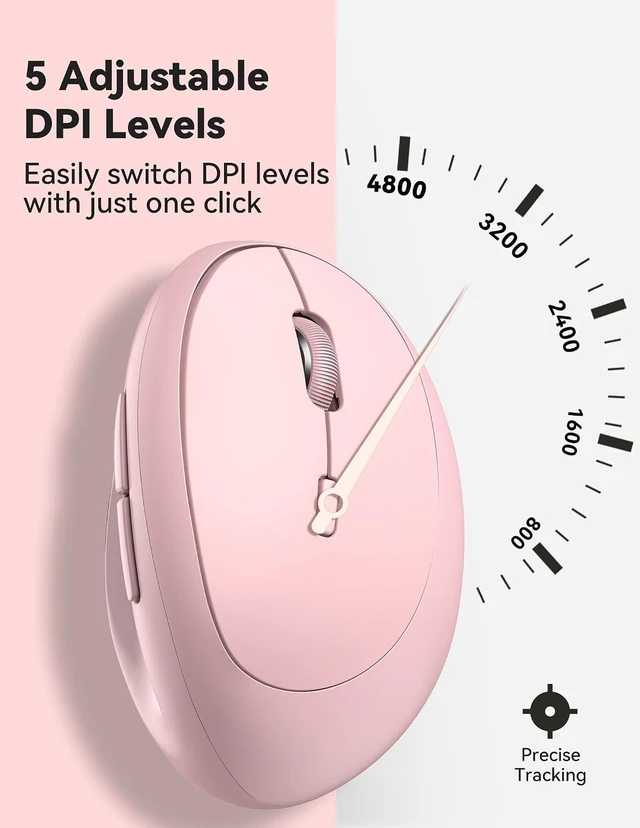 Alt view image 3 of 6 - TECKNET Ergonomic Wireless Mouse 2.4G Vertical Mouse Silent 4800 DPI