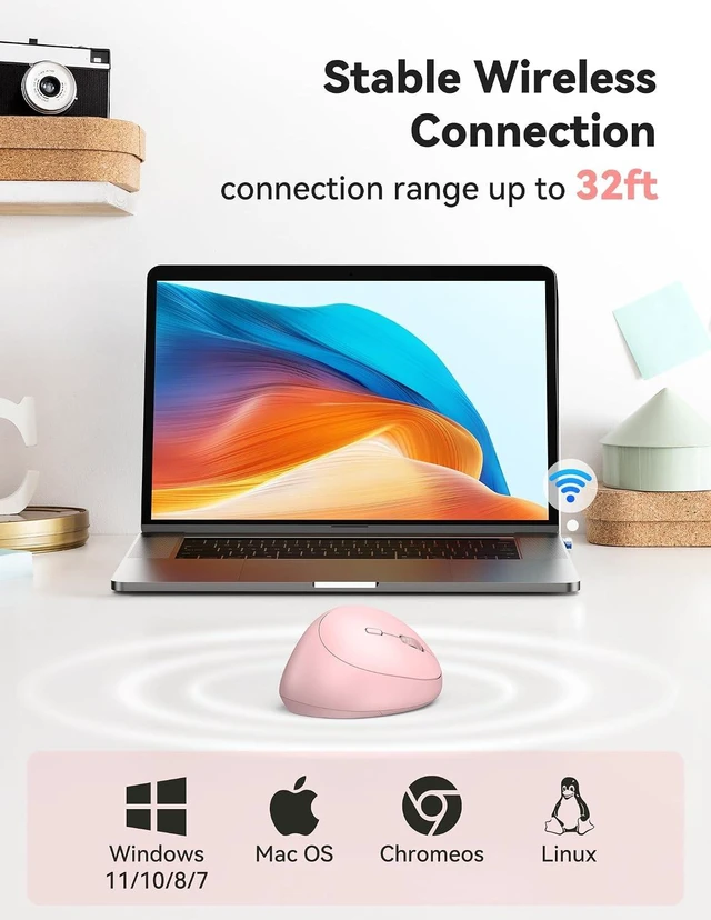 Alt view image 5 of 6 - TECKNET Ergonomic Wireless Mouse 2.4G Vertical Mouse Silent 4800 DPI
