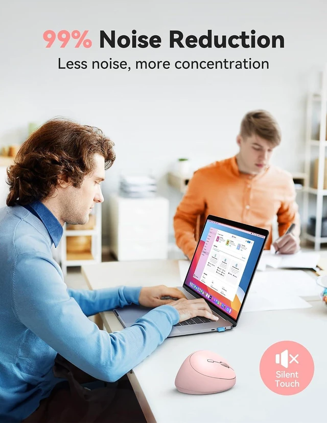 Alt view image 6 of 6 - TECKNET Ergonomic Wireless Mouse 2.4G Vertical Mouse Silent 4800 DPI