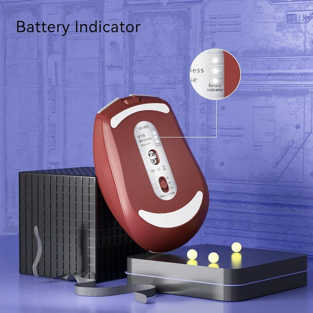 Alt view image 3 of 7 - V19 Wireless Mouse, USB C Rechargeable Mice for Laptop, LED-Red