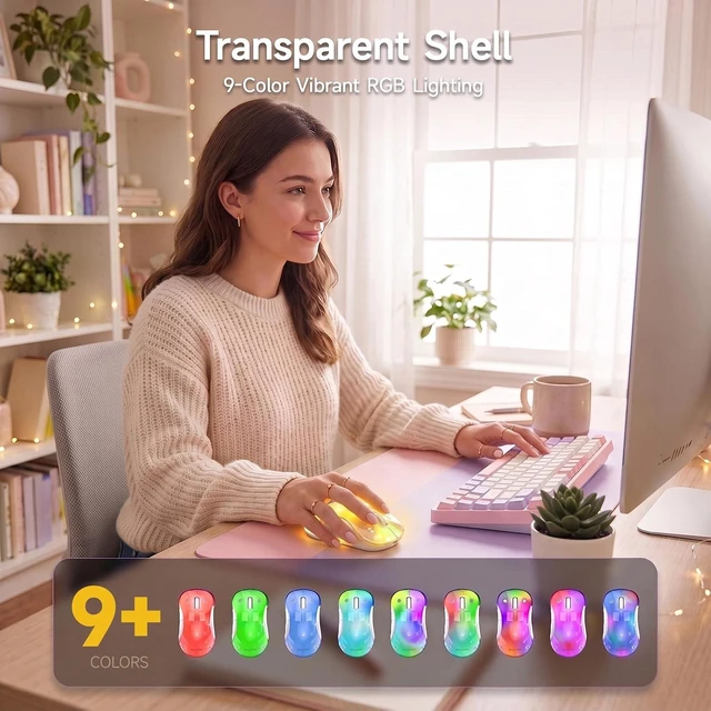 Alt view image 2 of 7 - memzuoix 2.4G LED Wireless Mouse, Rechargeable Ergonomic Mouse with Detachable Cover, 1400 DPI Portable Optical Computer Mouse with USB Receiver for Laptop, PC, Desktop and MacBook, 5 Buttons-Yellow