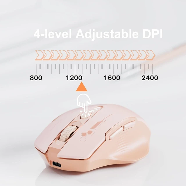 Alt view image 4 of 5 - Uineer Bluetooth Mouse, Tri-Mode Wireless, Rechargeable, 3-Device Switch