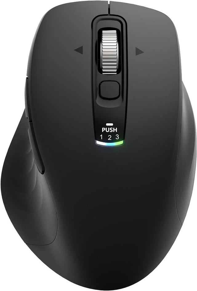 Main image of Wireless Bluetooth Mouse, Multi-Device Ergonomic Mouse with 5 Programmable Buttons, 4-Way Metal Scroll Wheel,4800 DPI Adjustable, 18-Month Battery Life, Silent Click, for Laptop, PC, Mac - Black