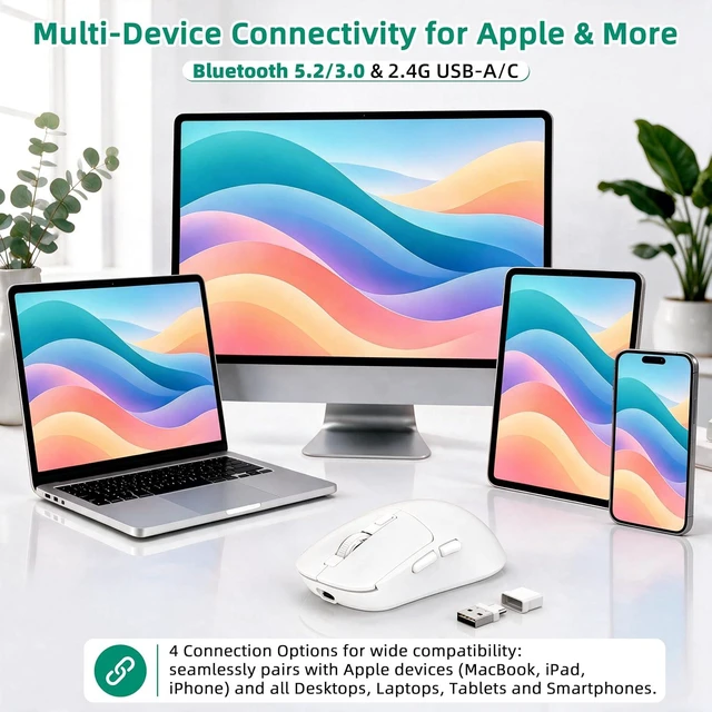 Alt view image 2 of 7 - M1 Bluetooth Wireless Mouse for MacBook/Laptop/Mac - White