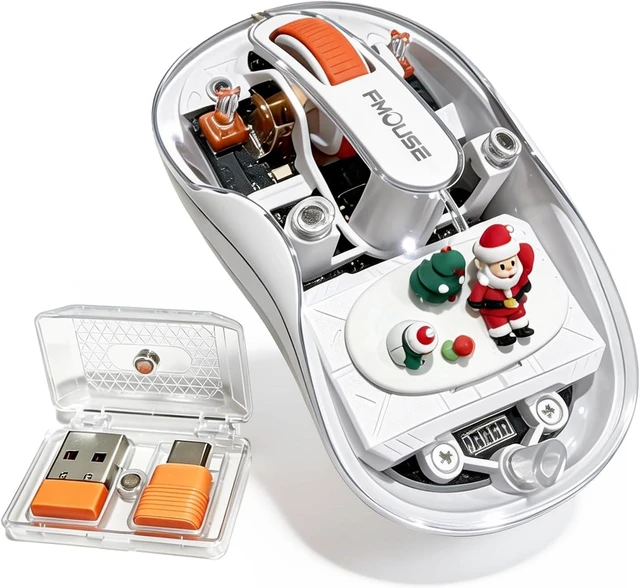 Main image of FMOUSE Transparent Wireless Mouse, Tri-Mode Bluetooth & 2.4GHz, White