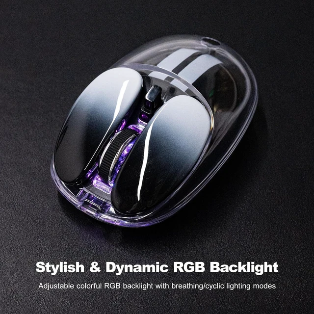Alt view image 6 of 7 - KNOWSQT Wireless Mouse Black 2.4G, Bluetooth Silent Adjustable DPI Gaming Mice with USB Receiver for Laptop PC Computer Windows Desktop