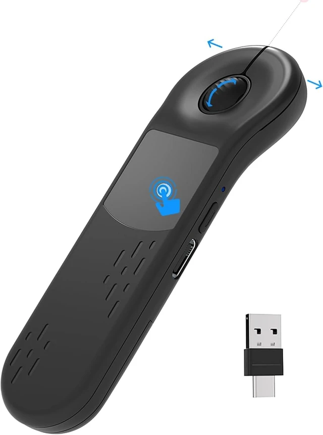 Main image of Air Mouse for PC/iOS/Android with Touchpad Rechargeable Wireless Presentation for PPT Pointer Bluetooth 2.4G Remote Control for PowerPoint/Keynote/Tiktok/Camera/Kindle App (Black)