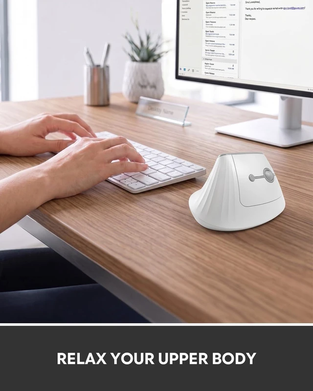 Alt view image 3 of 7 - Ergonomic Mouse, Wireless Vertical Mouse, Medium/Large Hands, White