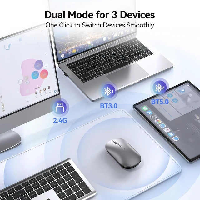 Alt view image 2 of 7 - TECKNET Bluetooth Mouse for MacBook, Type-C Rechargeable Mouse