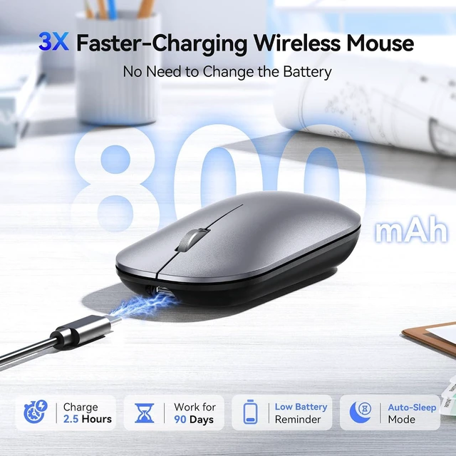Alt view image 3 of 7 - TECKNET Bluetooth Mouse for MacBook, Type-C Rechargeable Mouse