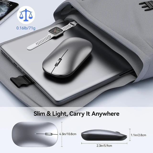 Alt view image 6 of 7 - TECKNET Bluetooth Mouse for MacBook, Type-C Rechargeable Mouse