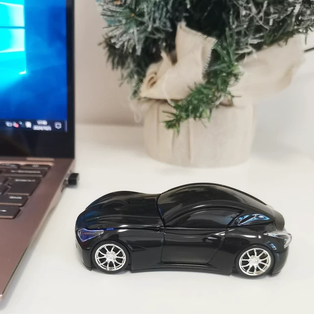 Alt view image 7 of 7 - Car Mouse for Computer, Wireless Car Shaped Mice for Laptop, PC, Mini Cute Mouse with 2.4Ghz USB Receiver, 3D, 1600DPI, Silent Clicks, LED Headlights (Black)