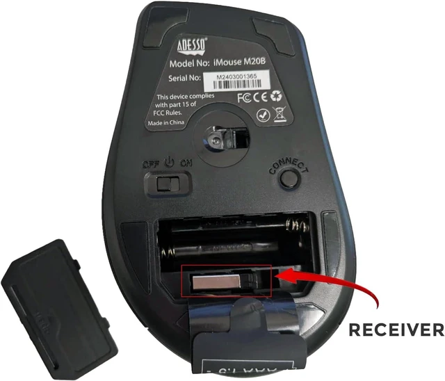 Alt view image 4 of 7 - Adesso iMouse M20B 2.4 Ghz Wireless Optical Computer Mouse with USB Nano Receiver, Black