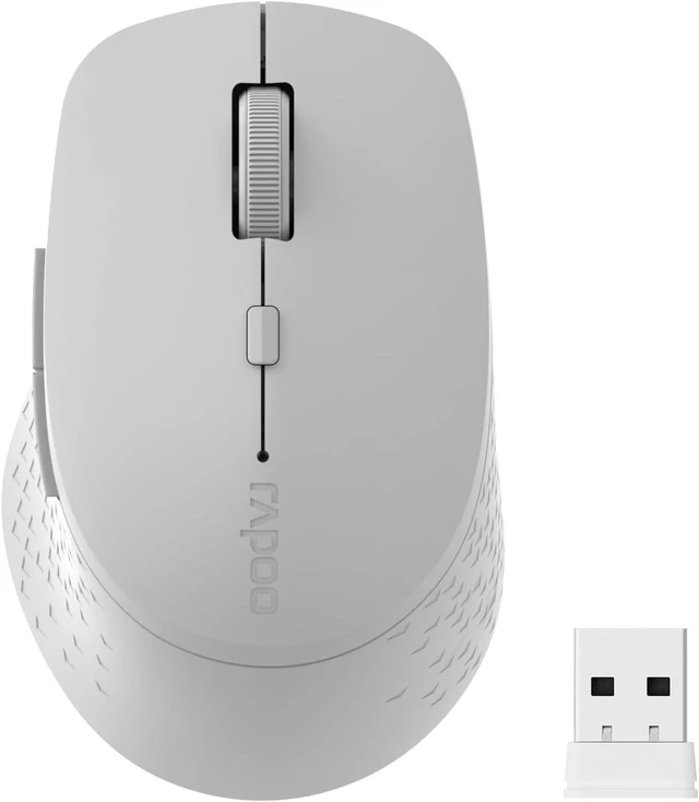 Main image of Rapoo M300G Silent Wireless Mouse, Bluetooth Mouse for Laptop, 2.4GHz with USB Receiver, 2400 Adjustable DPI Optical Tracking, 1 Year Battery Life, Compatible with PC, Grey
