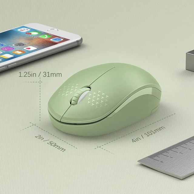 Alt view image 6 of 7 - seenda Wireless Mouse for Laptop, 2.4G Noiseless Computer Mouse. (Green)