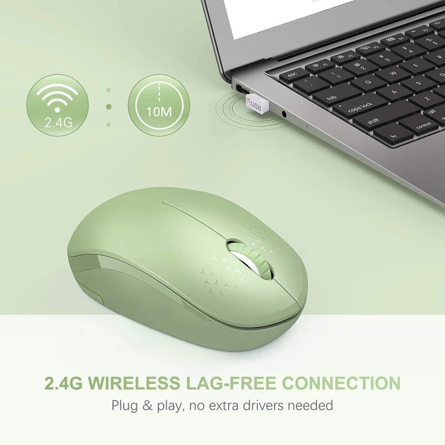 Alt view image 5 of 7 - seenda Wireless Mouse for Laptop, 2.4G Noiseless Computer Mouse. (Green)