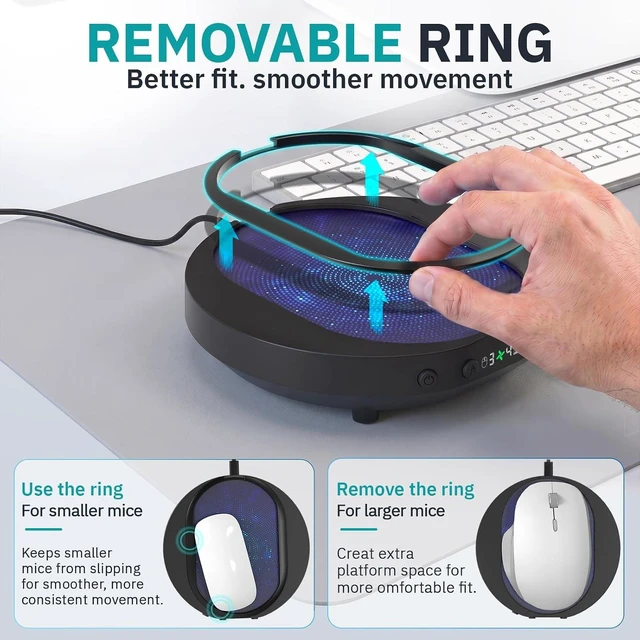 Alt view image 3 of 5 - TECH8 USA BigMax Premium Mechanical Mouse Mover Jiggler, 5 Activity Modes, Shut-Off Timer, LED Display, Removable Ring, Undetectable Natural Mouse Movement, No Software, Designed & Engineered in USA