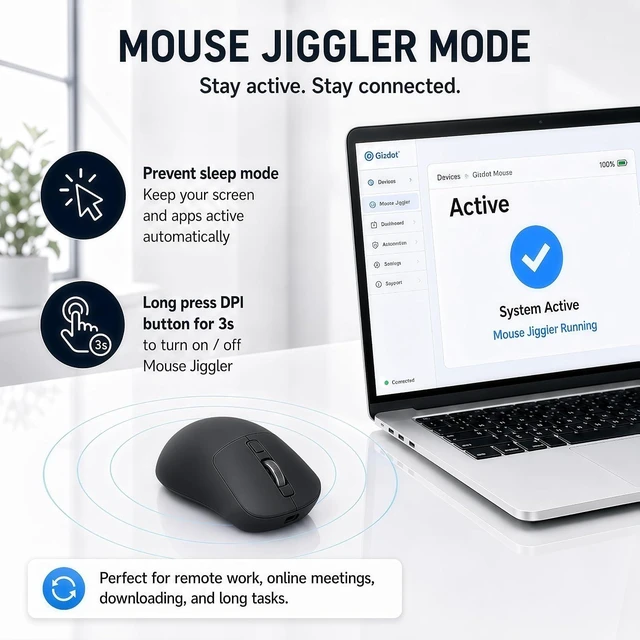 Alt view image 3 of 7 - M1 Bluetooth Wireless Mouse for MacBook/Laptop/Mac - Black