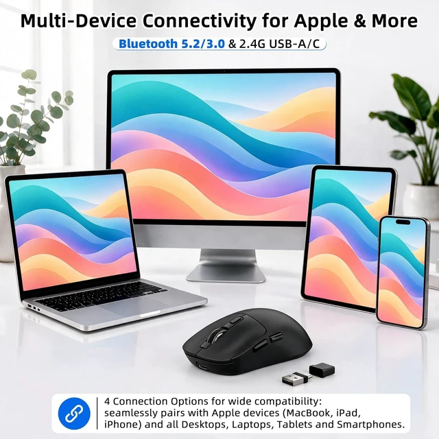 Alt view image 2 of 7 - M1 Bluetooth Wireless Mouse for MacBook/Laptop/Mac - Black