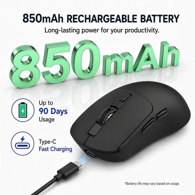 Alt view image 4 of 7 - M1 Bluetooth Wireless Mouse for MacBook/Laptop/Mac - Black