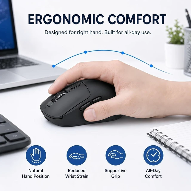 Alt view image 5 of 7 - M1 Bluetooth Wireless Mouse for MacBook/Laptop/Mac - Black