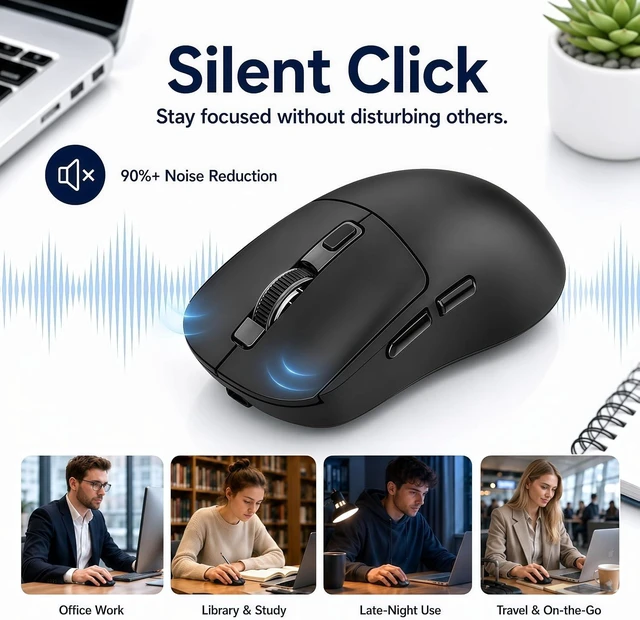 Alt view image 6 of 7 - M1 Bluetooth Wireless Mouse for MacBook/Laptop/Mac - Black