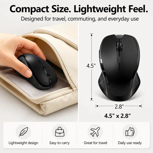 Alt view image 4 of 7 - Wireless Bluetooth Mouse for MacBook & iPad, Rechargeable, Black